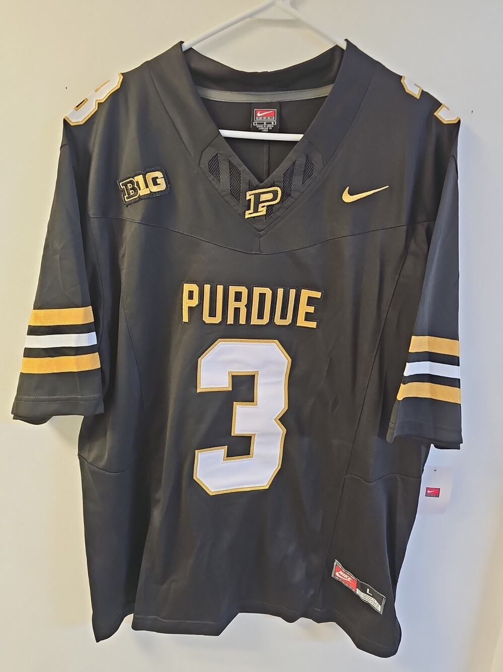 Nike Purdue Boilermakers #3 Smith Men’s L Football Jersey White Black Gold